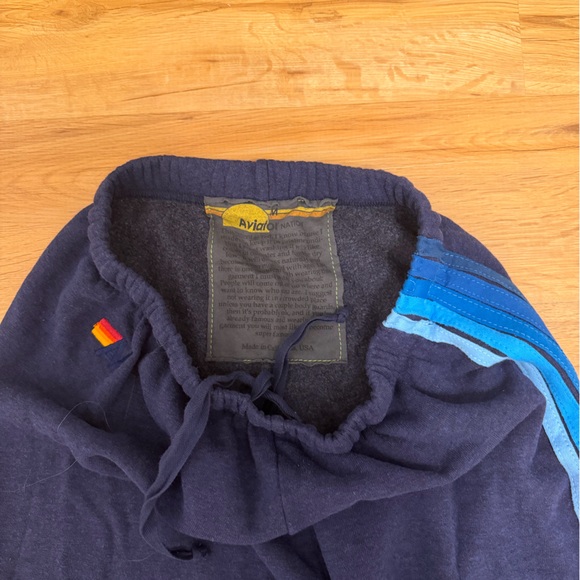 Aviator Nation Navy Blue Track Pants with Light Blue Stripes - Picture 3 of 4